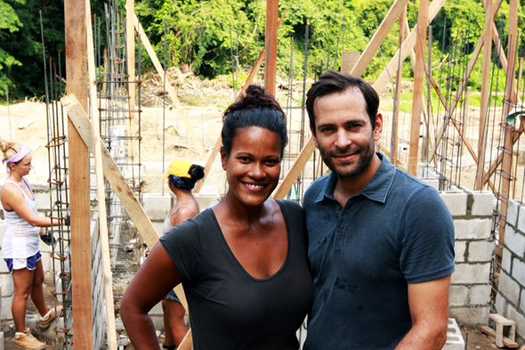 Tobias and Ayana at the construction stie